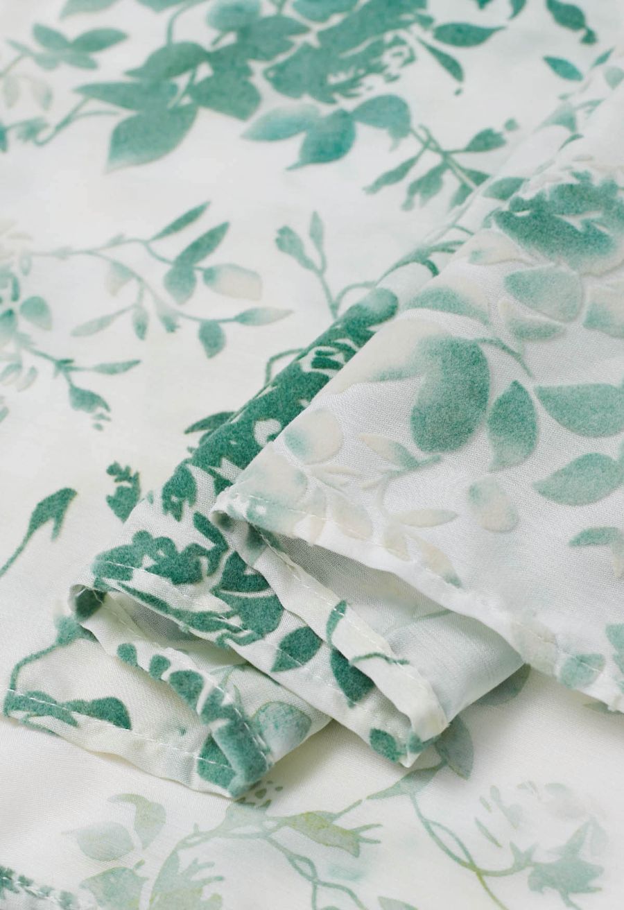 Velvet Greenery Floral A-Line Skirt