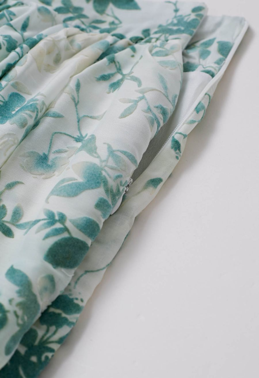 Velvet Greenery Floral A-Line Skirt