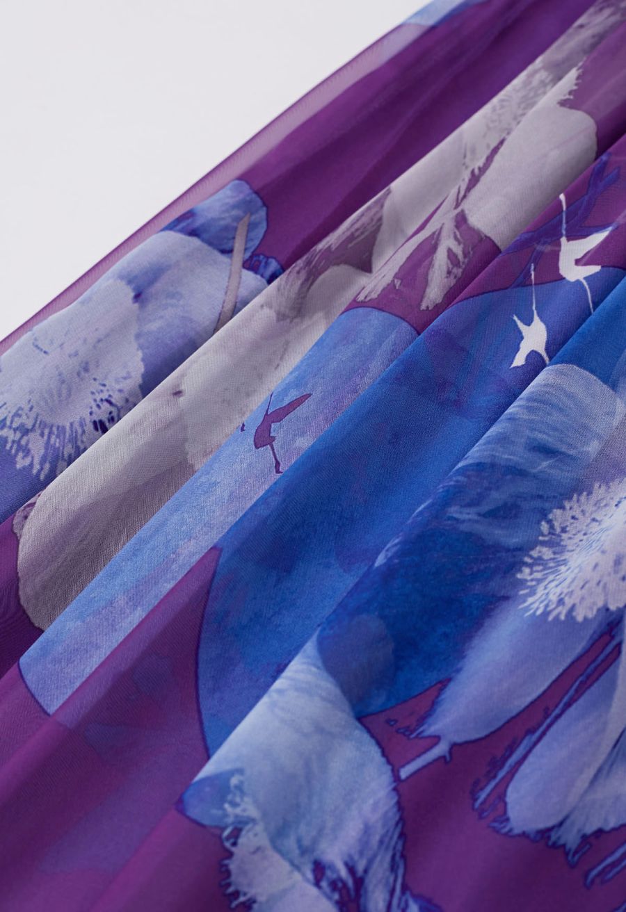 Purple Passion Floral Chiffon Maxi Skirt