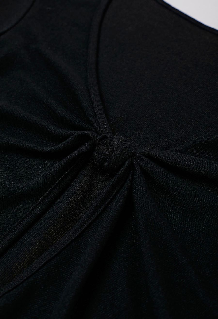 Knotted Front Two-Piece Top in Black