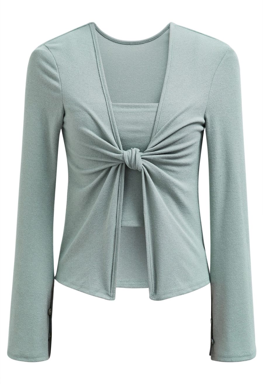 Knotted Front Two-Piece Top in Mint