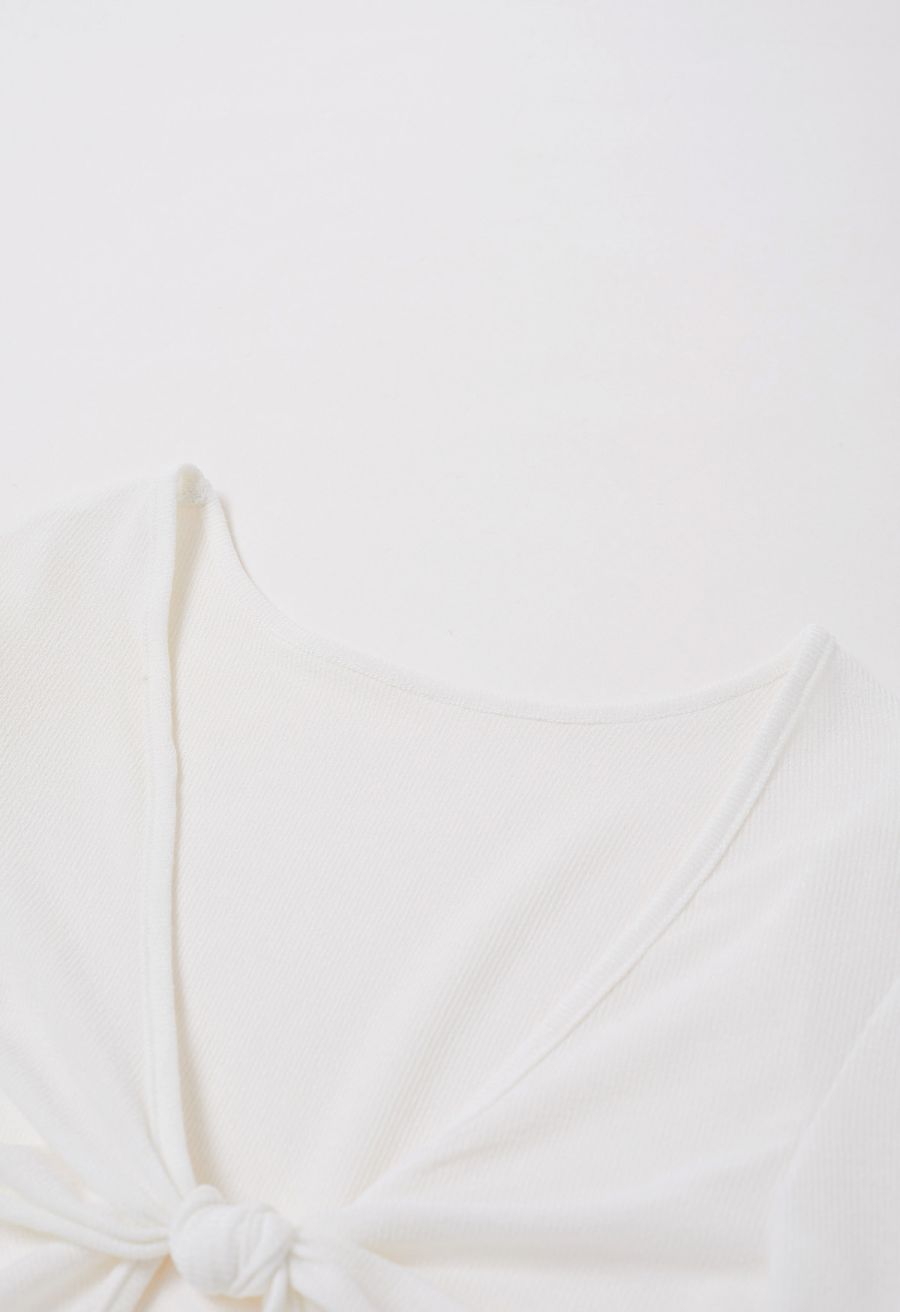 Knotted Front Two-Piece Top in White