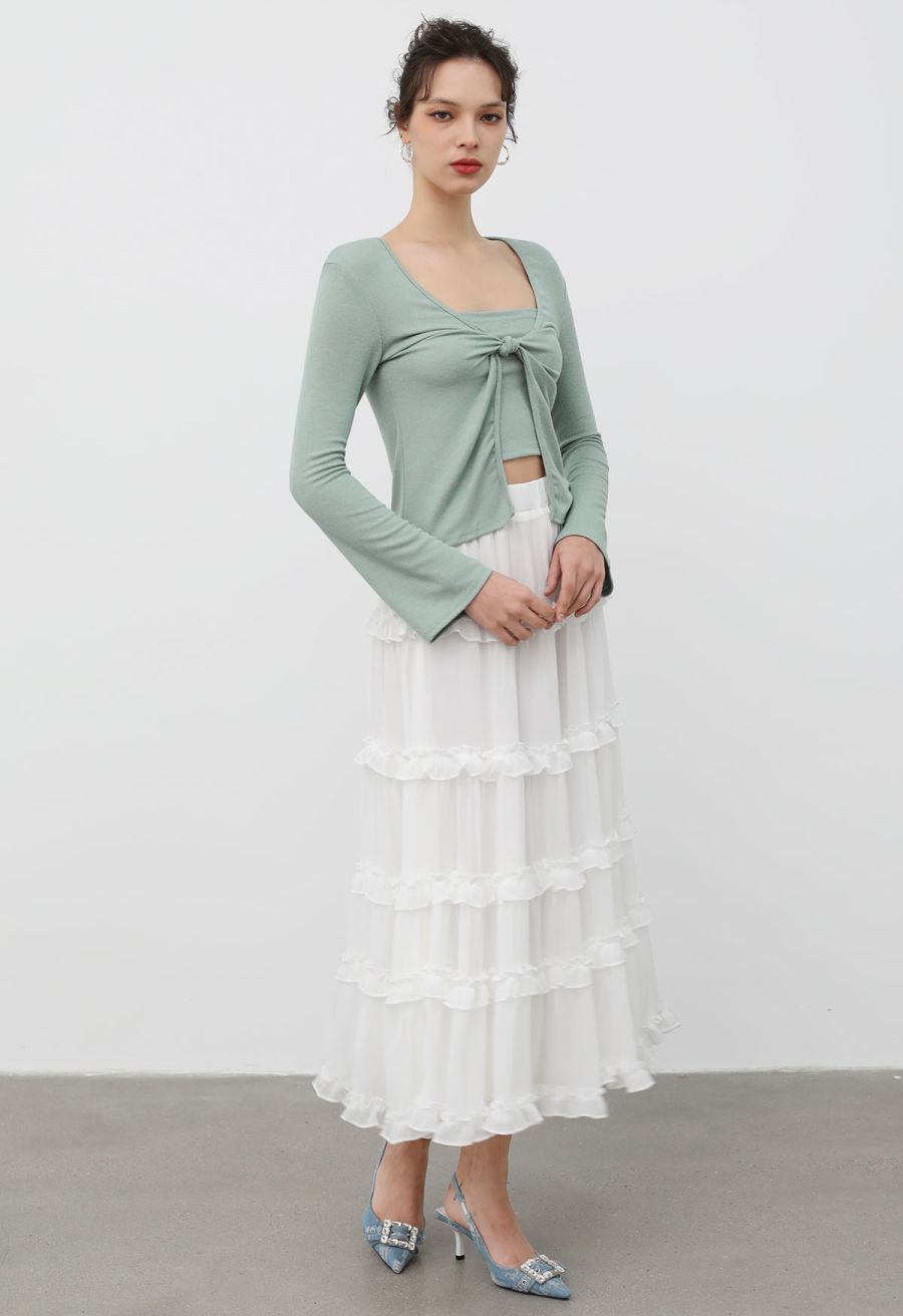 Knotted Front Two-Piece Top in Mint