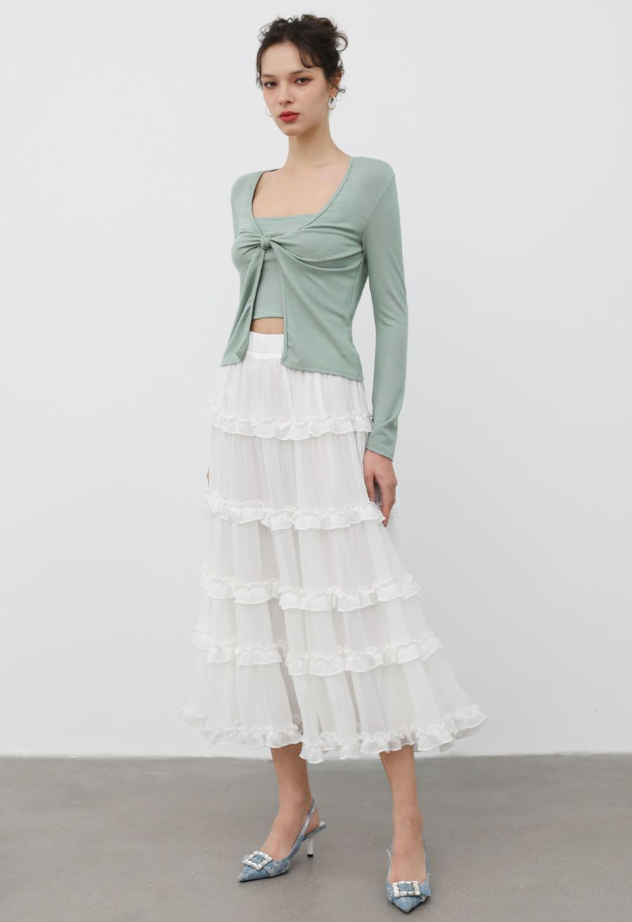 Knotted Front Two-Piece Top in Mint