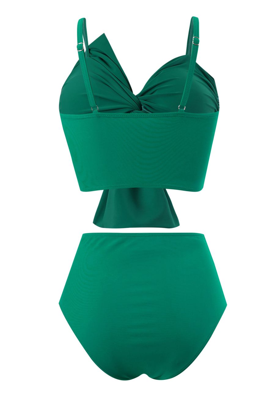 Front Knot Ruched Bikini Set in Teal