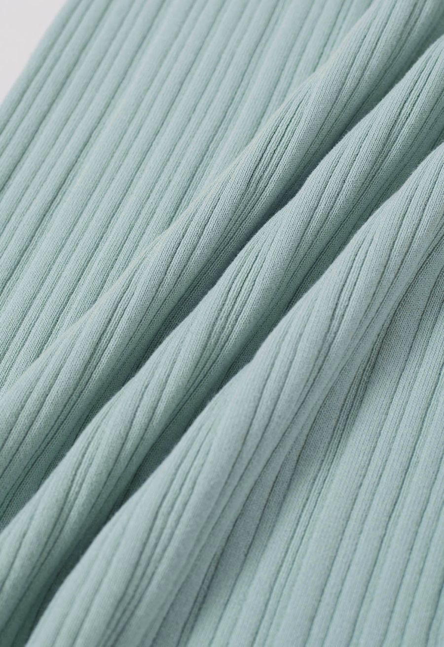 Slit Back Bodycon Sleeveless Knit Maxi Dress in Mint