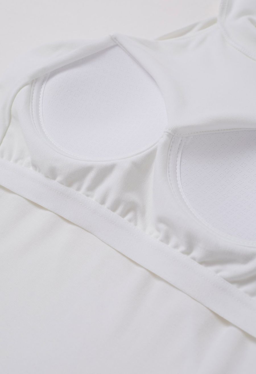 Solid Halter Neck Crop Top in White