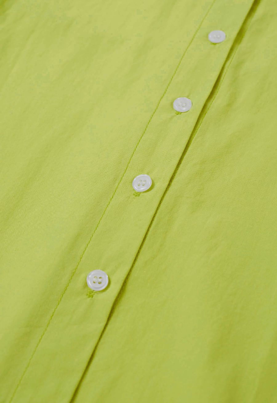 Chic Button Down Crop Shirt in Lime