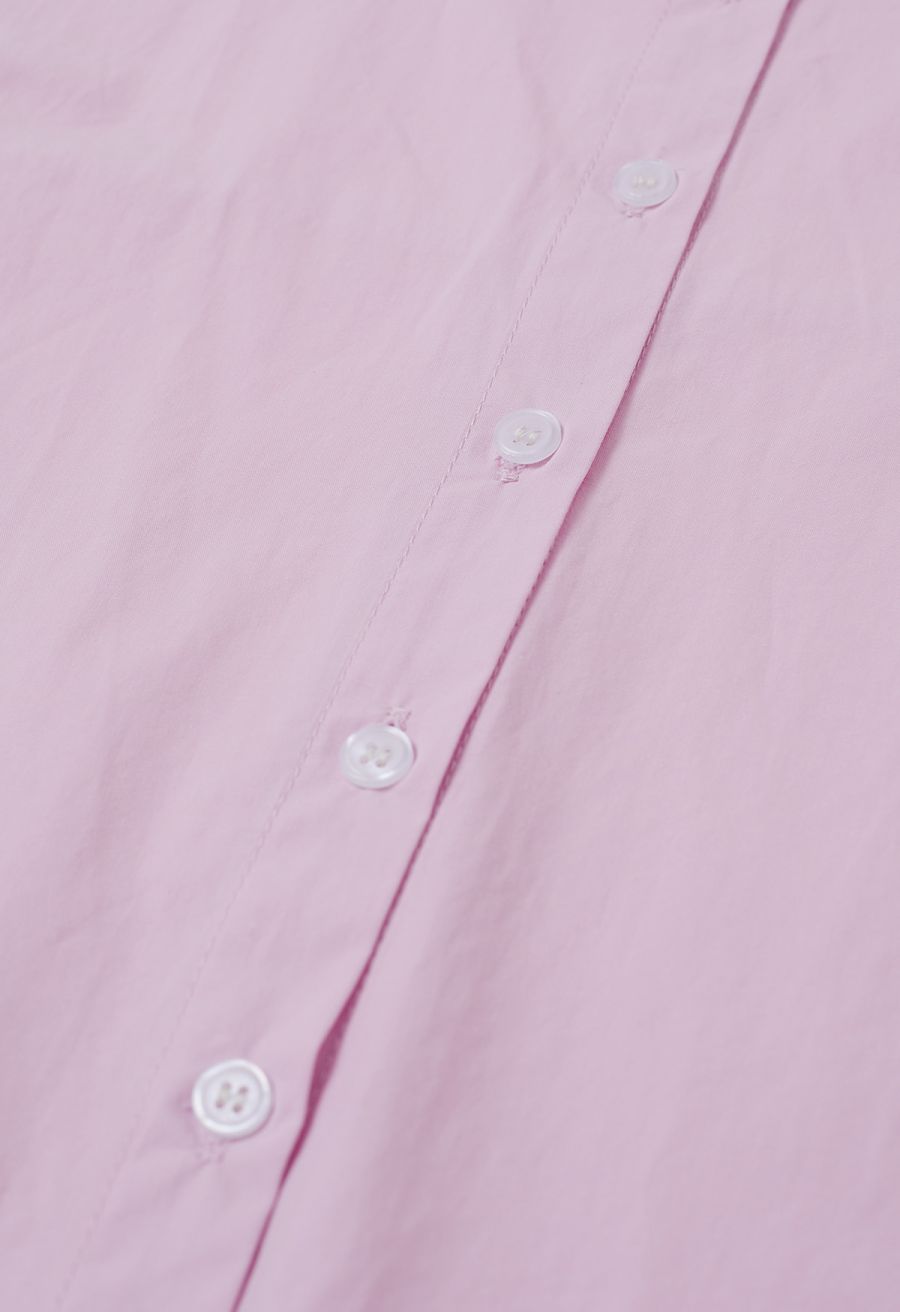 Chic Button Down Crop Shirt in Pink