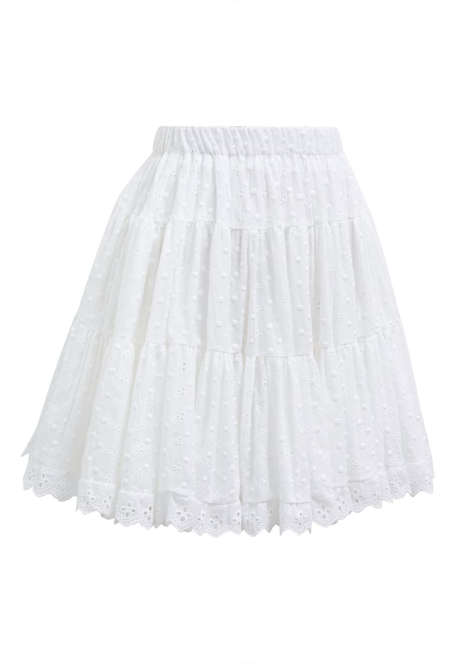 Eyelet Embroidered Flare Mini Skirt