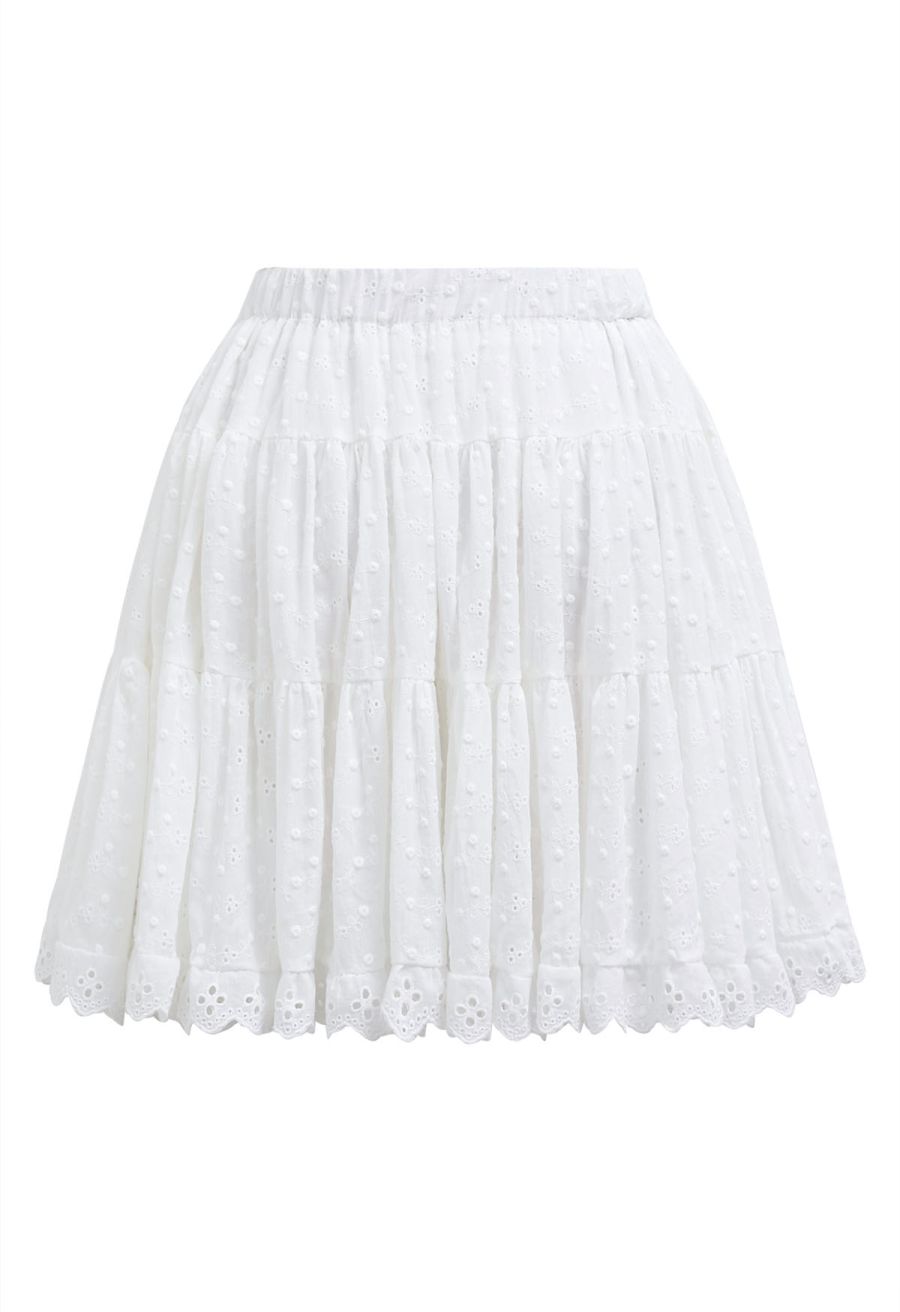 Eyelet Embroidered Flare Mini Skirt