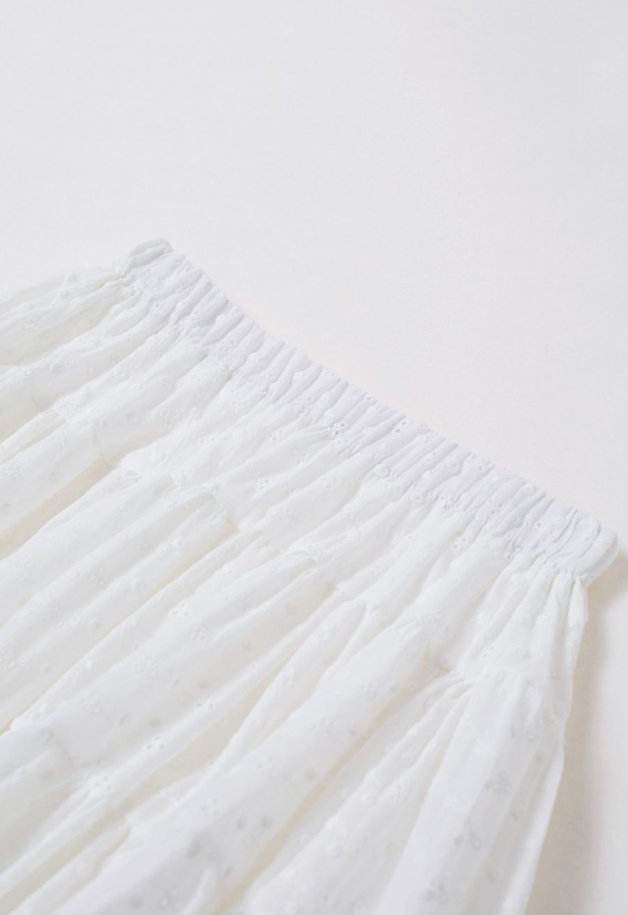 Eyelet Embroidered Flare Mini Skirt