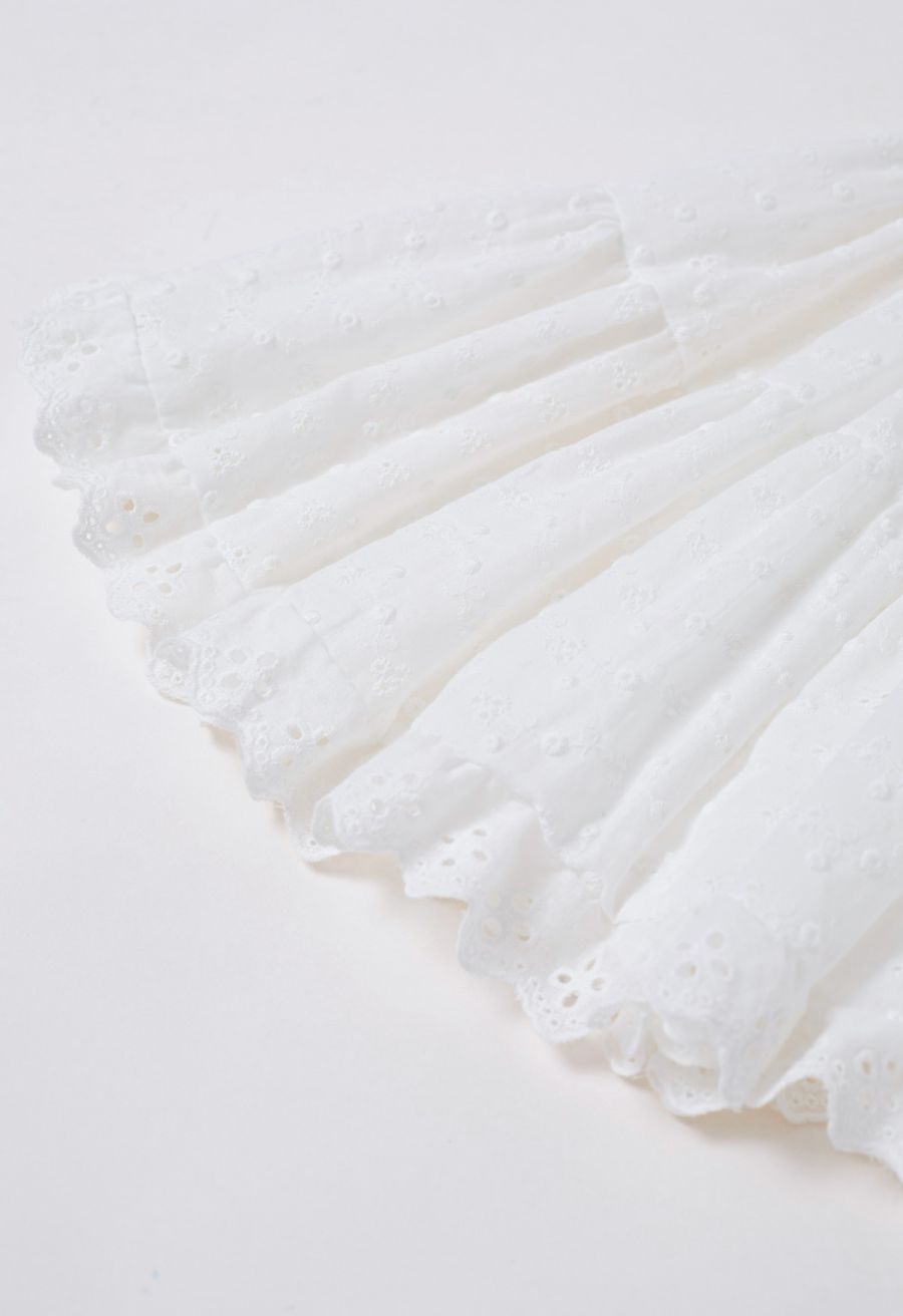Eyelet Embroidered Flare Mini Skirt