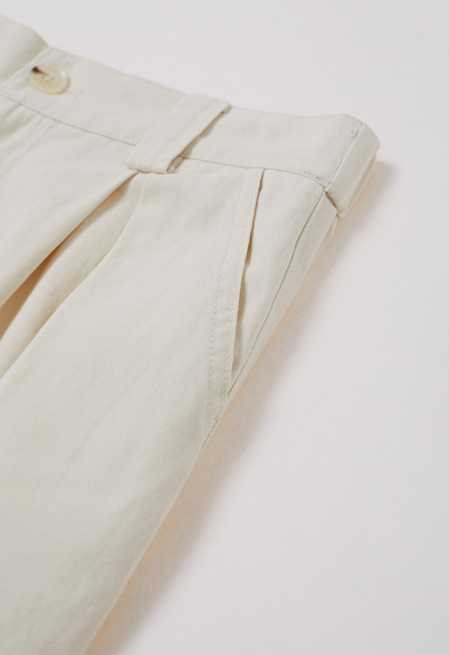Soft Cotton Wide-Leg Pants in Ivory