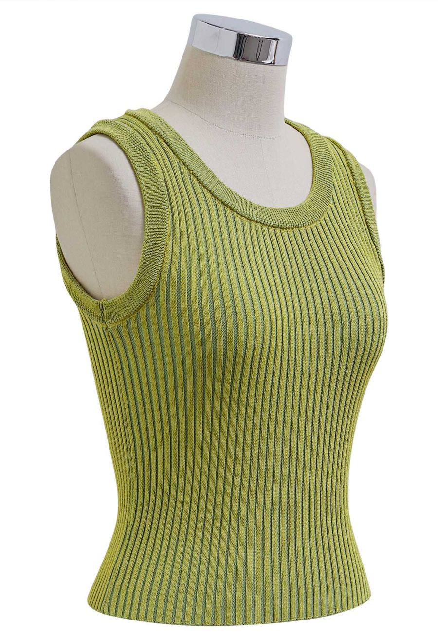Stripe Texture Knit Tank Top in Green