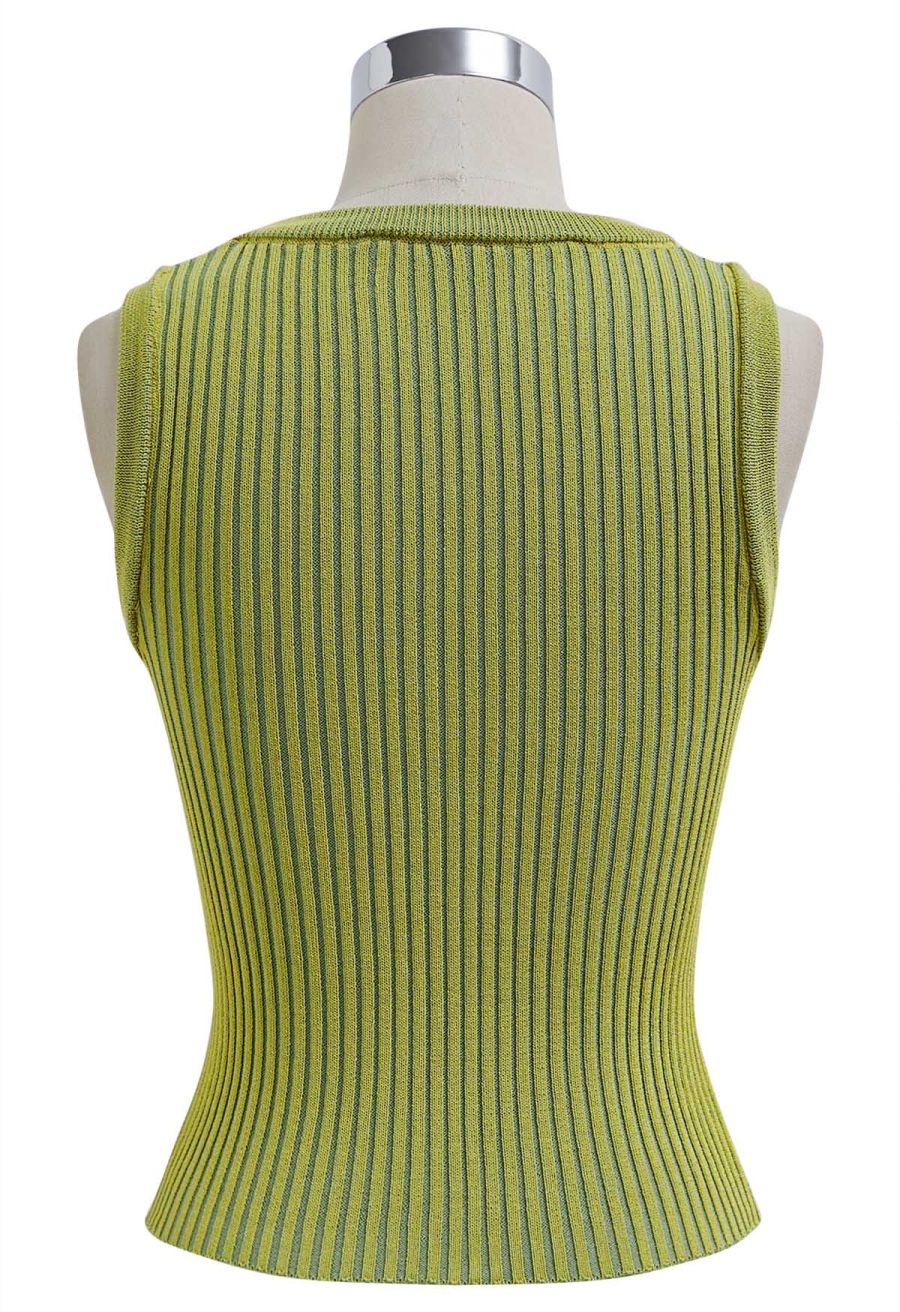 Stripe Texture Knit Tank Top in Green