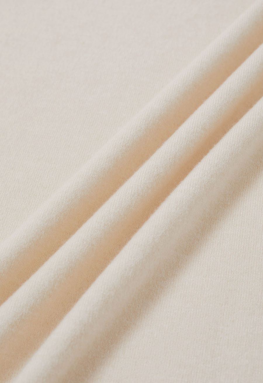 Solid Color Cap Sleeves Knit Top in Ivory