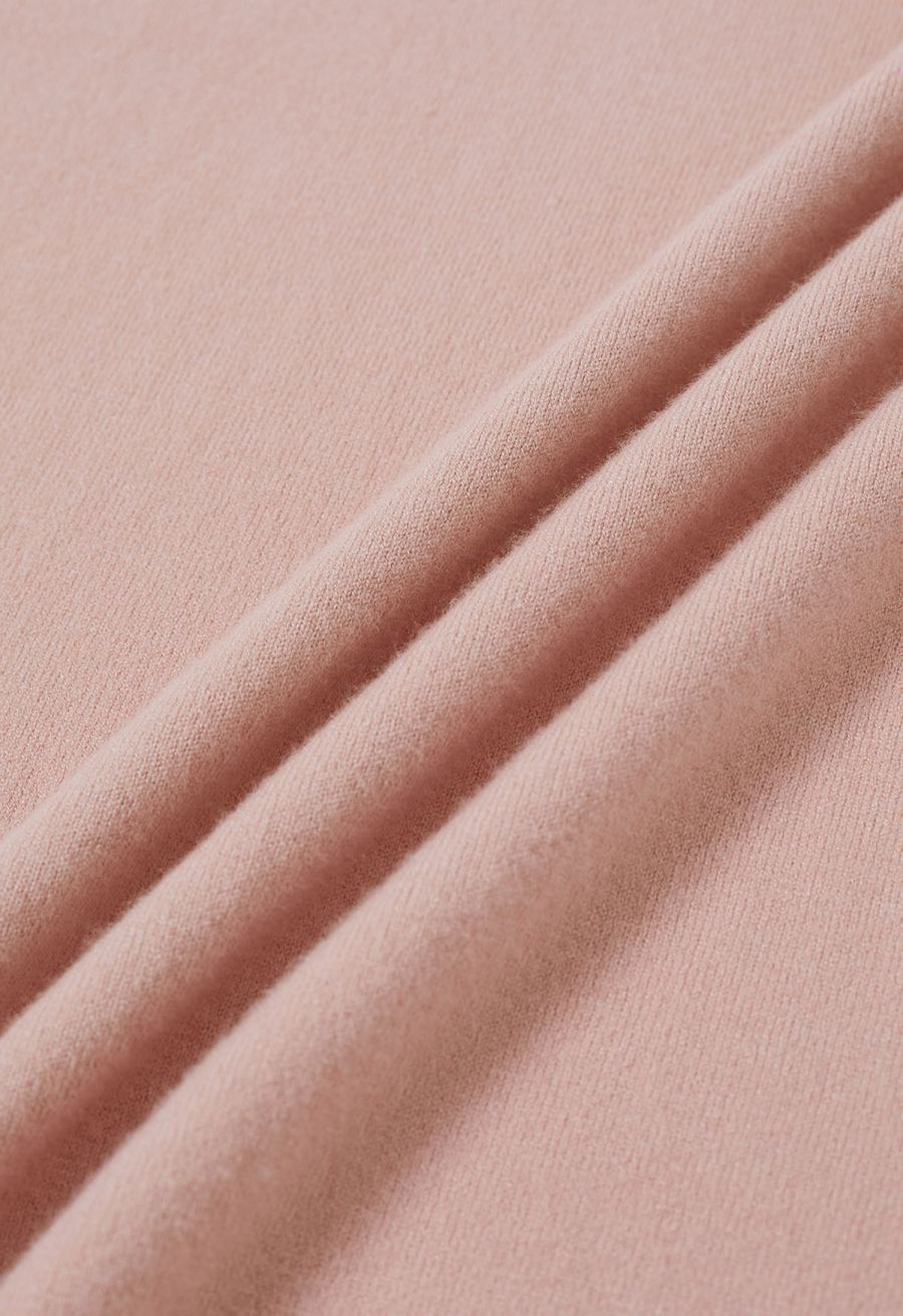 Solid Color Cap Sleeves Knit Top in Pink