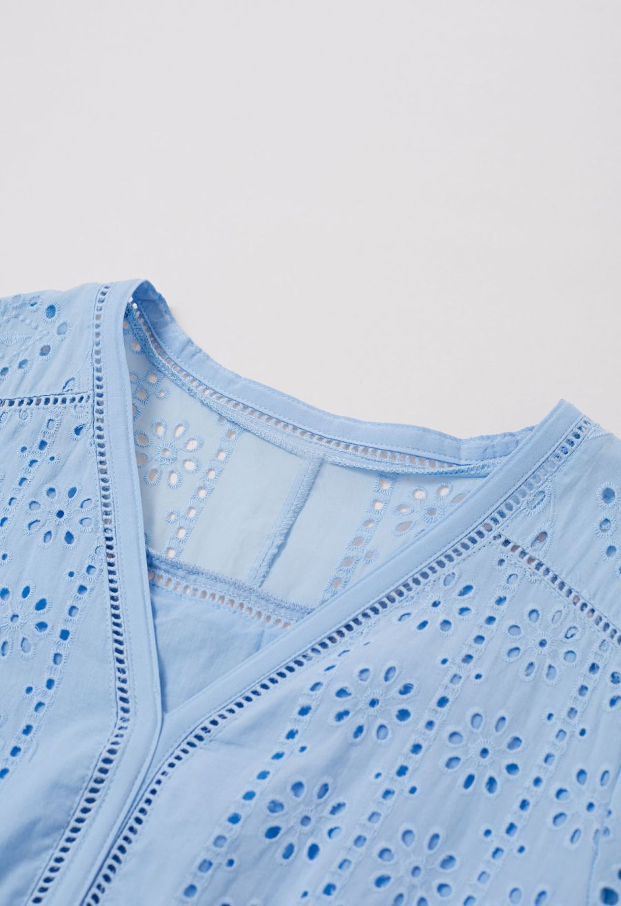 Sunny Day Cutwork Embroidery Midi Dress