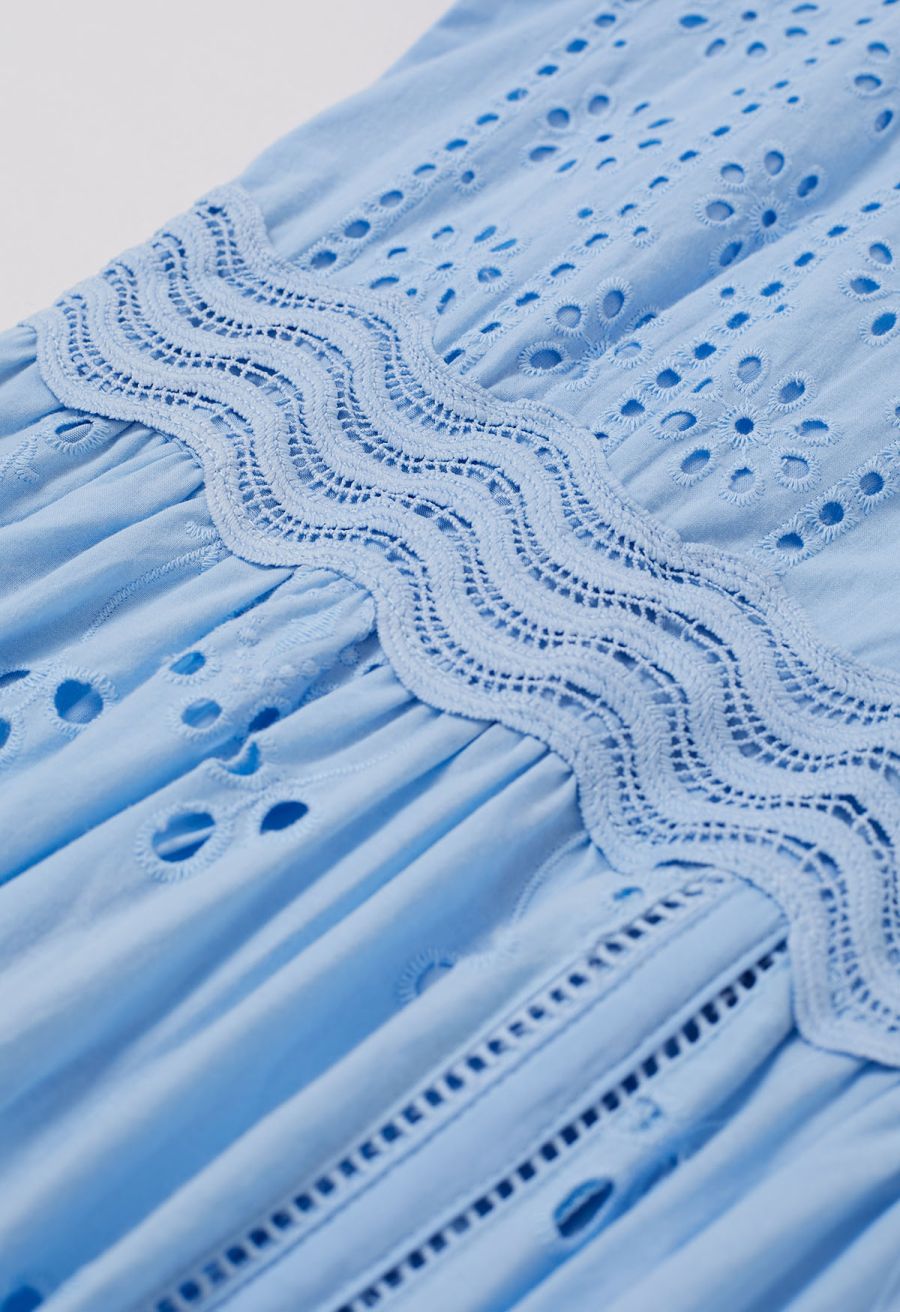 Sunny Day Cutwork Embroidery Midi Dress