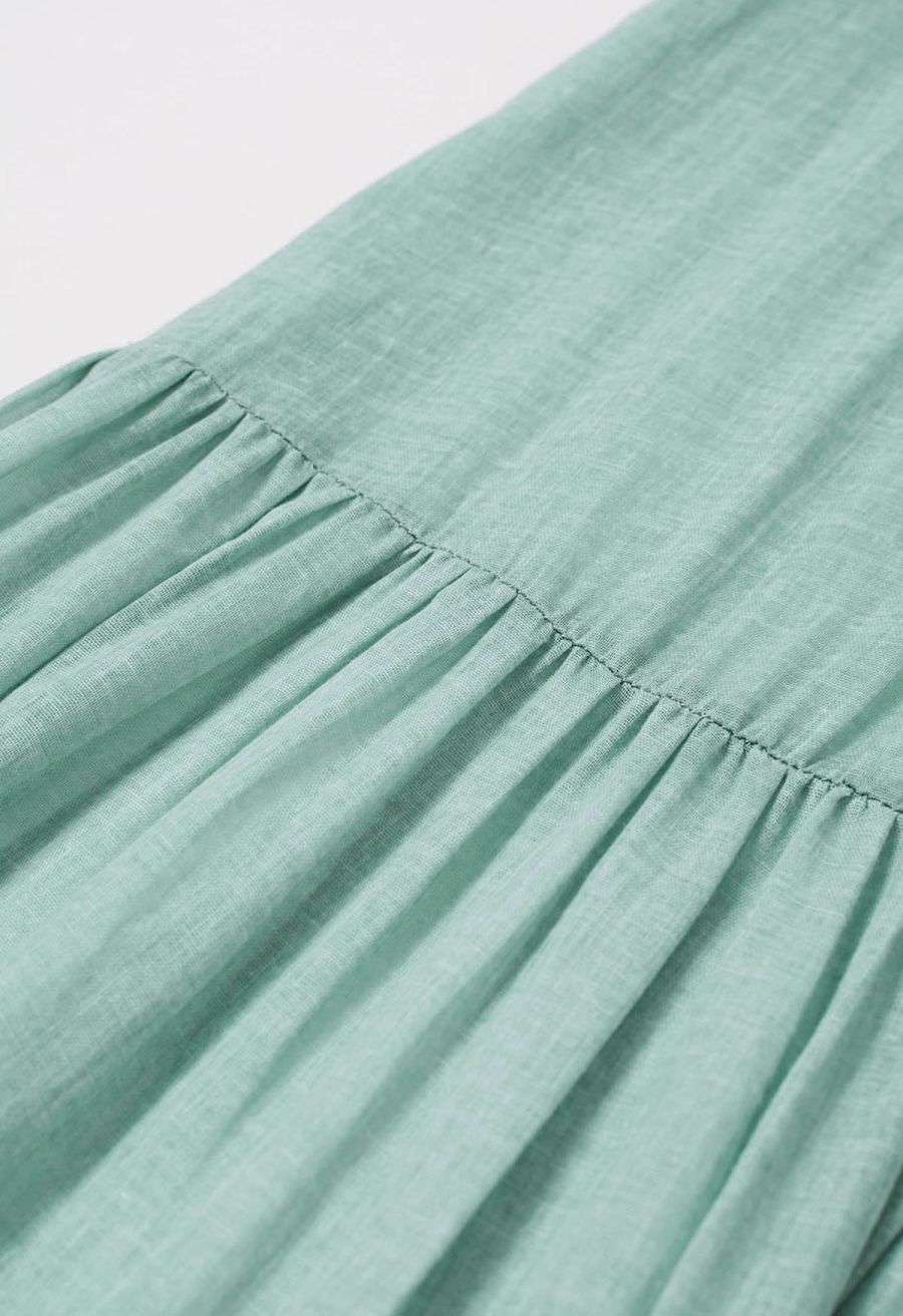 Beaded Tie-Neck Halter Dress in Pea Green
