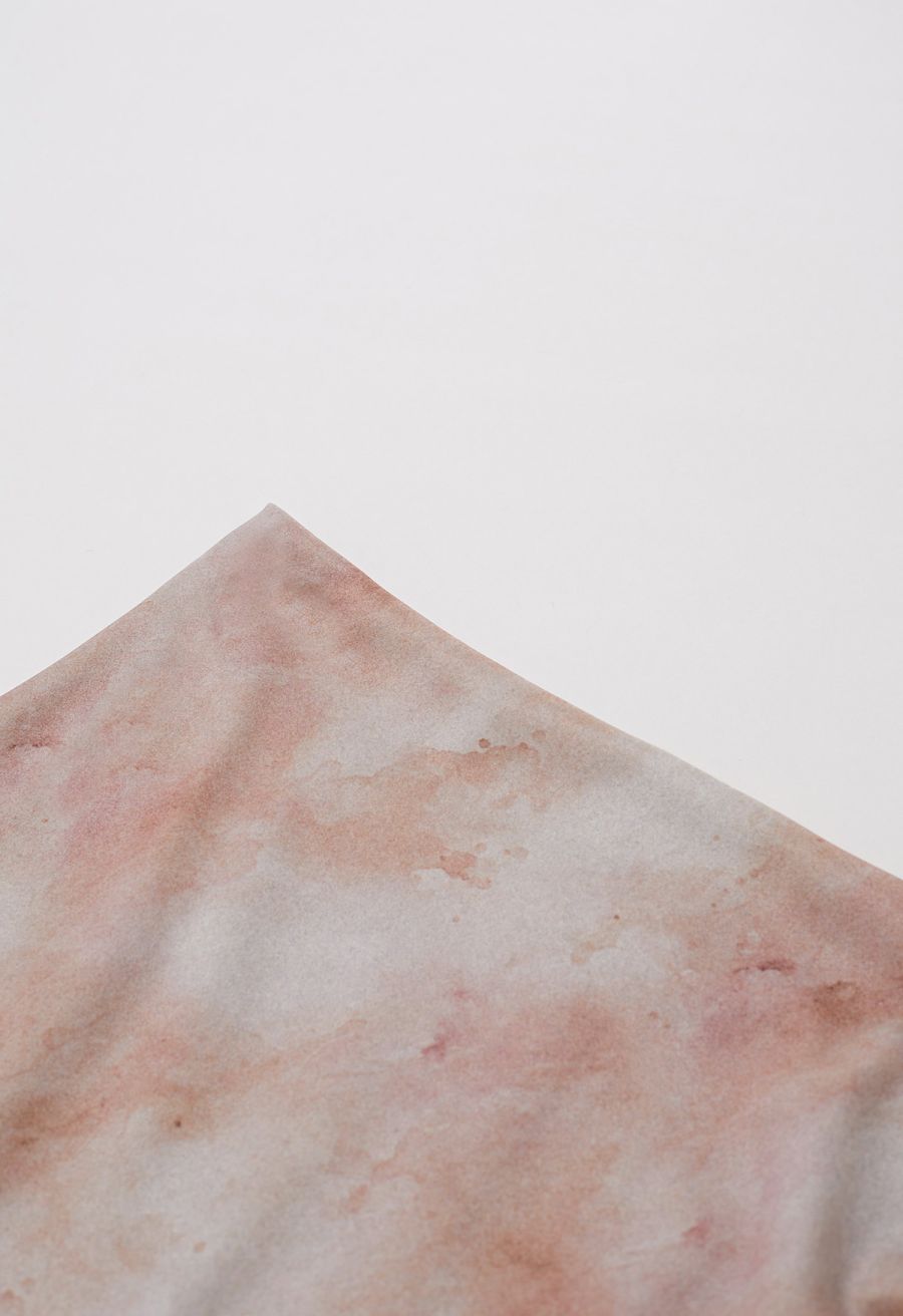 Tie Dye Asymmetric Front Slit Skirt in Coral