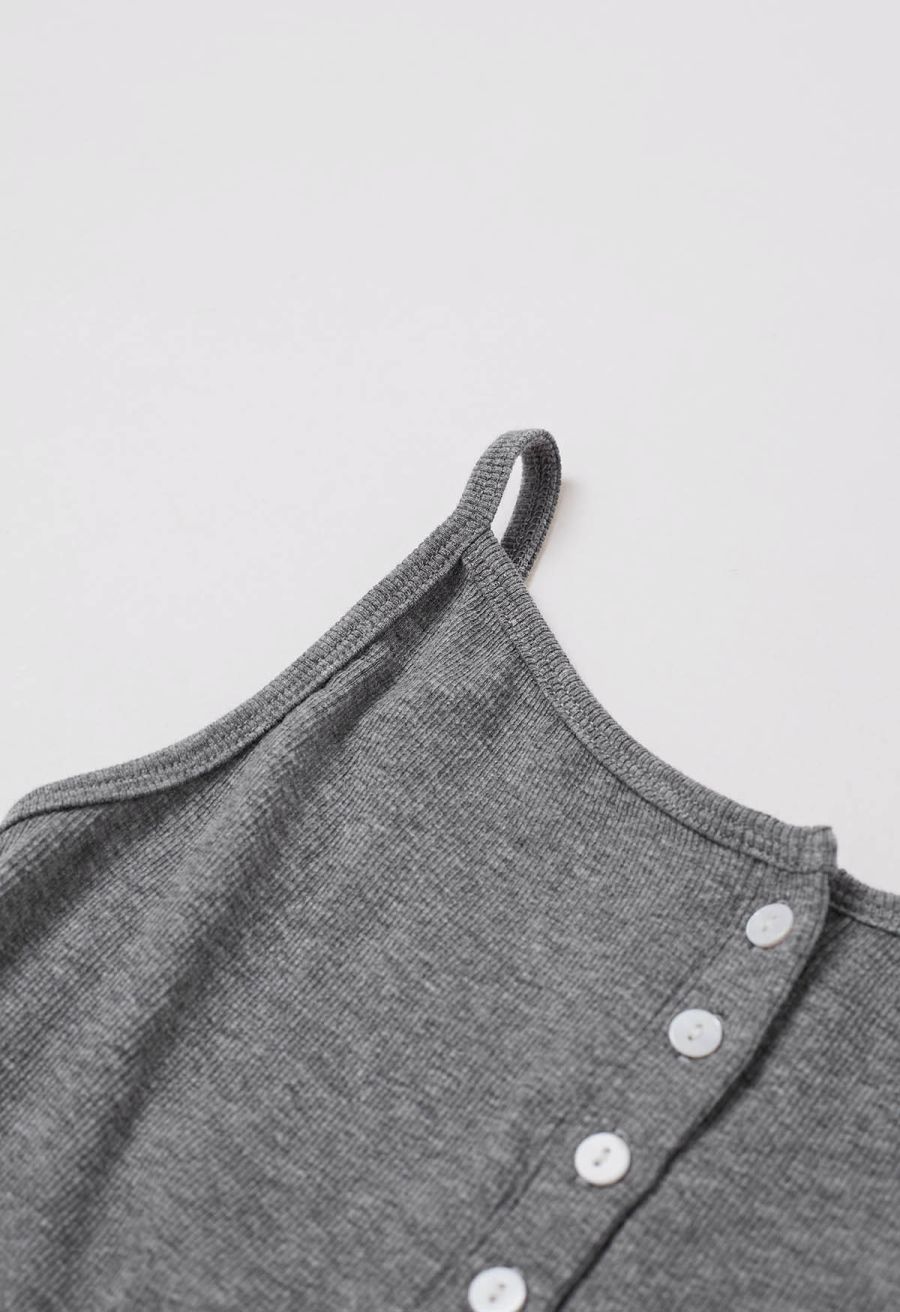 Simplicity Front Buttoned Cami Top in Grey