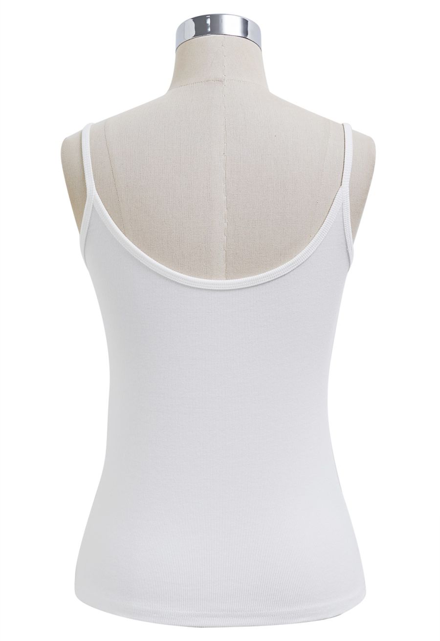 Simplicity Front Buttoned Cami Top in White