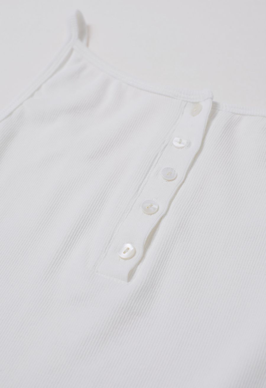 Simplicity Front Buttoned Cami Top in White