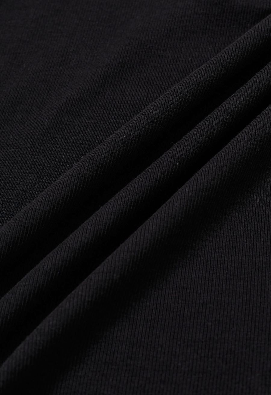 Simplicity Front Buttoned Cami Top in Black