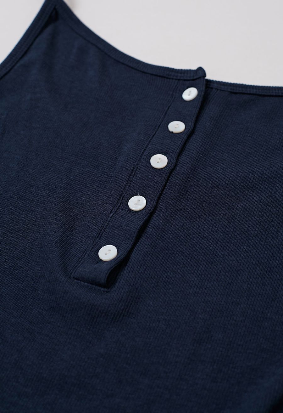 Simplicity Front Buttoned Cami Top in Navy