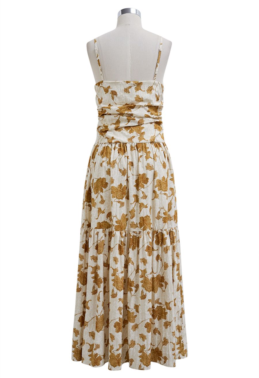 Floral Print Cami Maxi Dress in Caramel