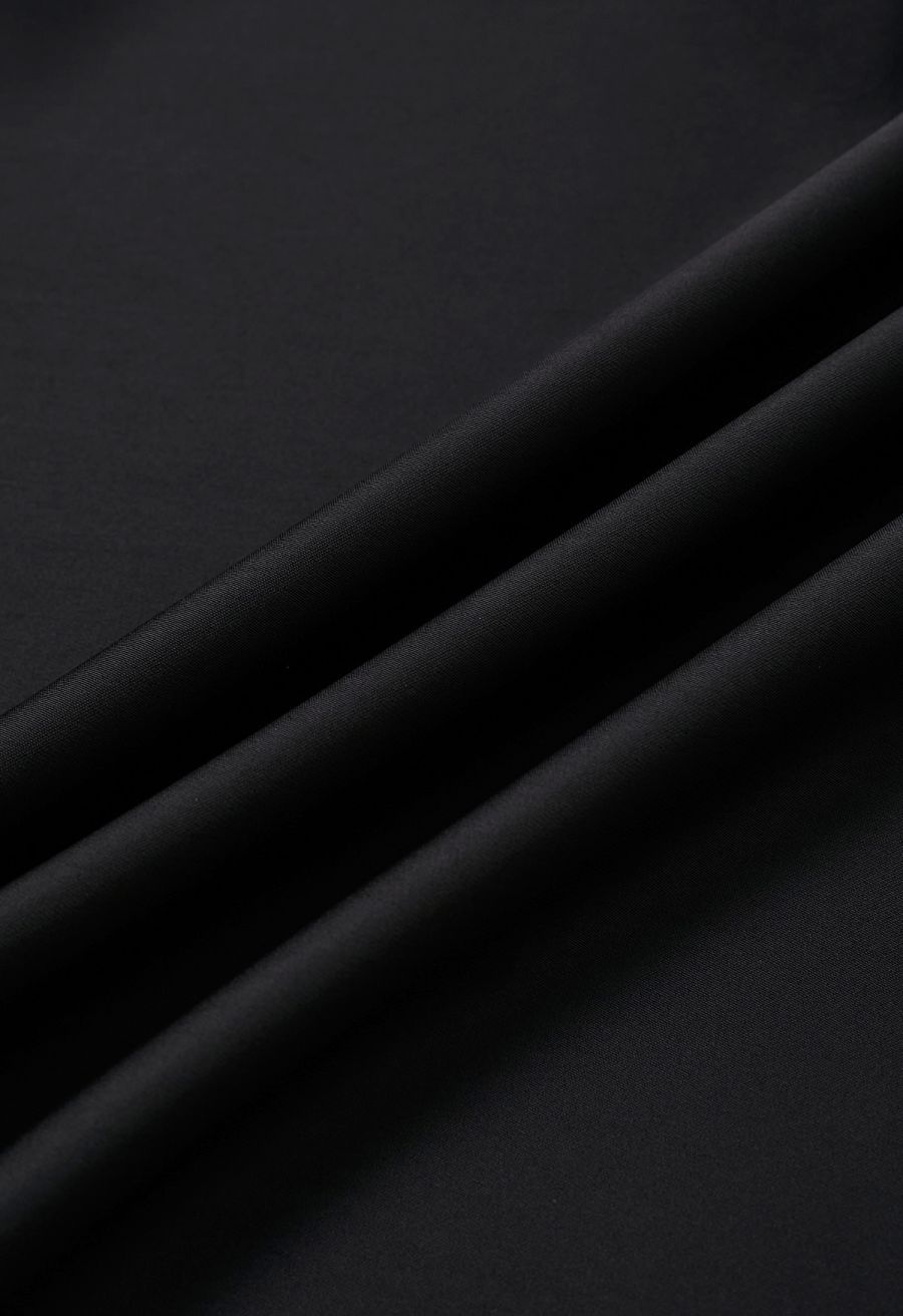 Boat Neck Crisscross Waist Satin Top in Black