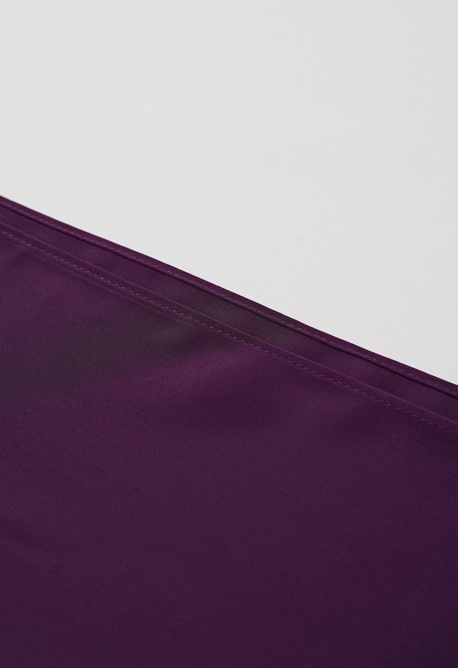 Satin Short-Sleeve Wrapped Waist Maxi Dress in Purple