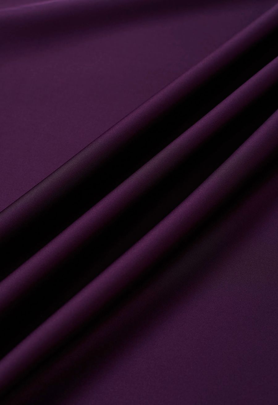 Satin Short-Sleeve Wrapped Waist Maxi Dress in Purple