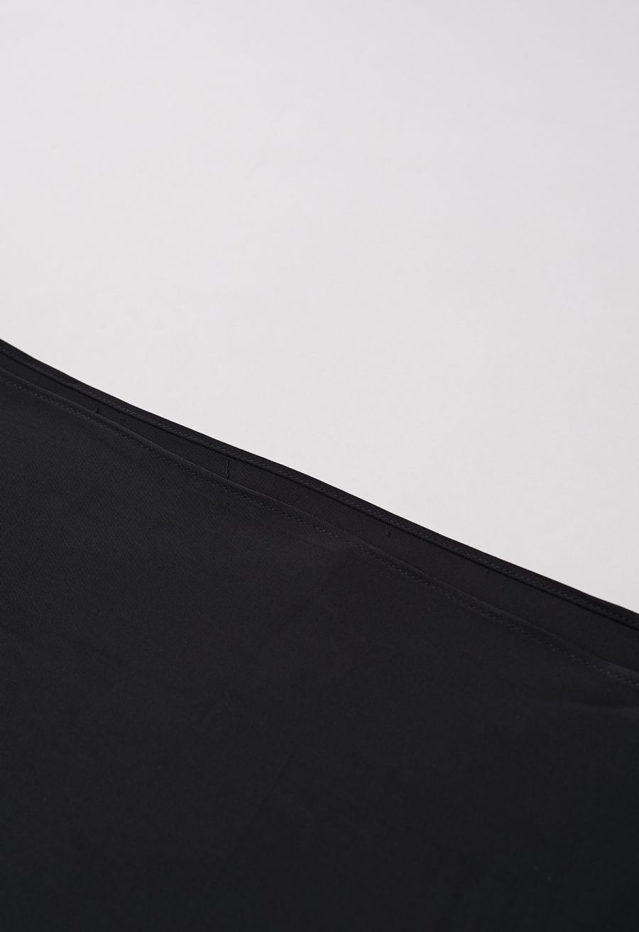 Satin Short-Sleeve Wrapped Waist Maxi Dress in Black