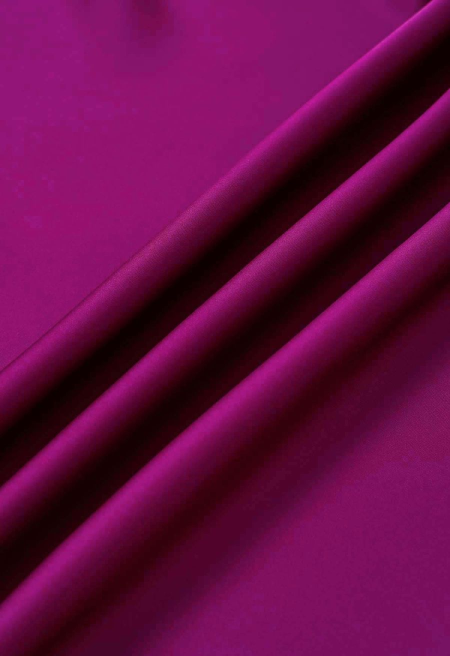 Satin Short-Sleeve Wrapped Waist Maxi Dress in Magenta