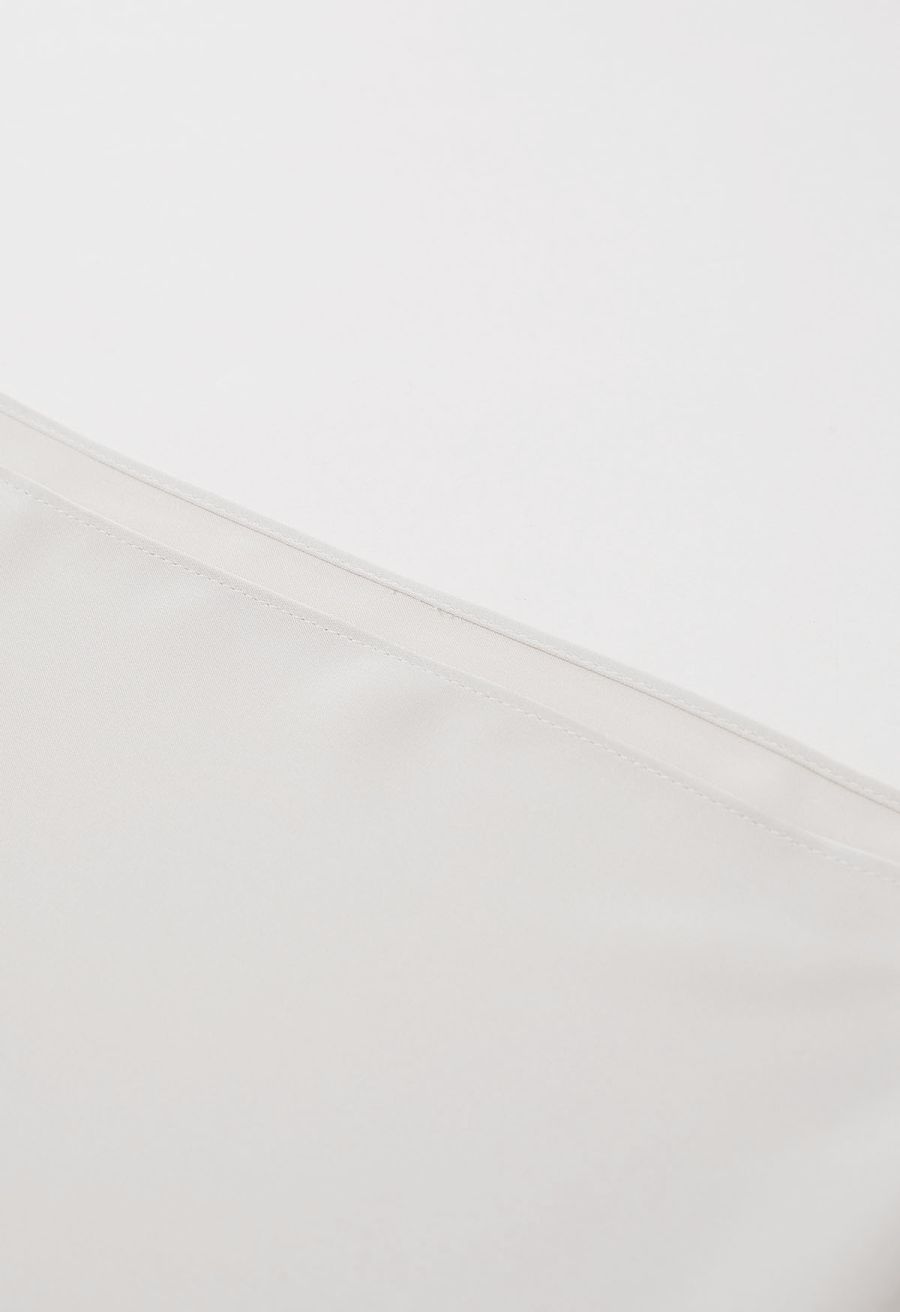 Satin Short-Sleeve Wrapped Waist Maxi Dress in Ivory