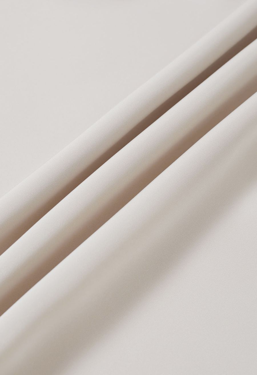 Satin Short-Sleeve Wrapped Waist Maxi Dress in Ivory