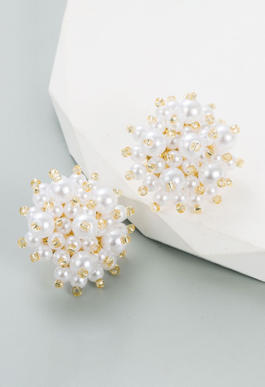 Flower Shell Pearl Stud Earrings