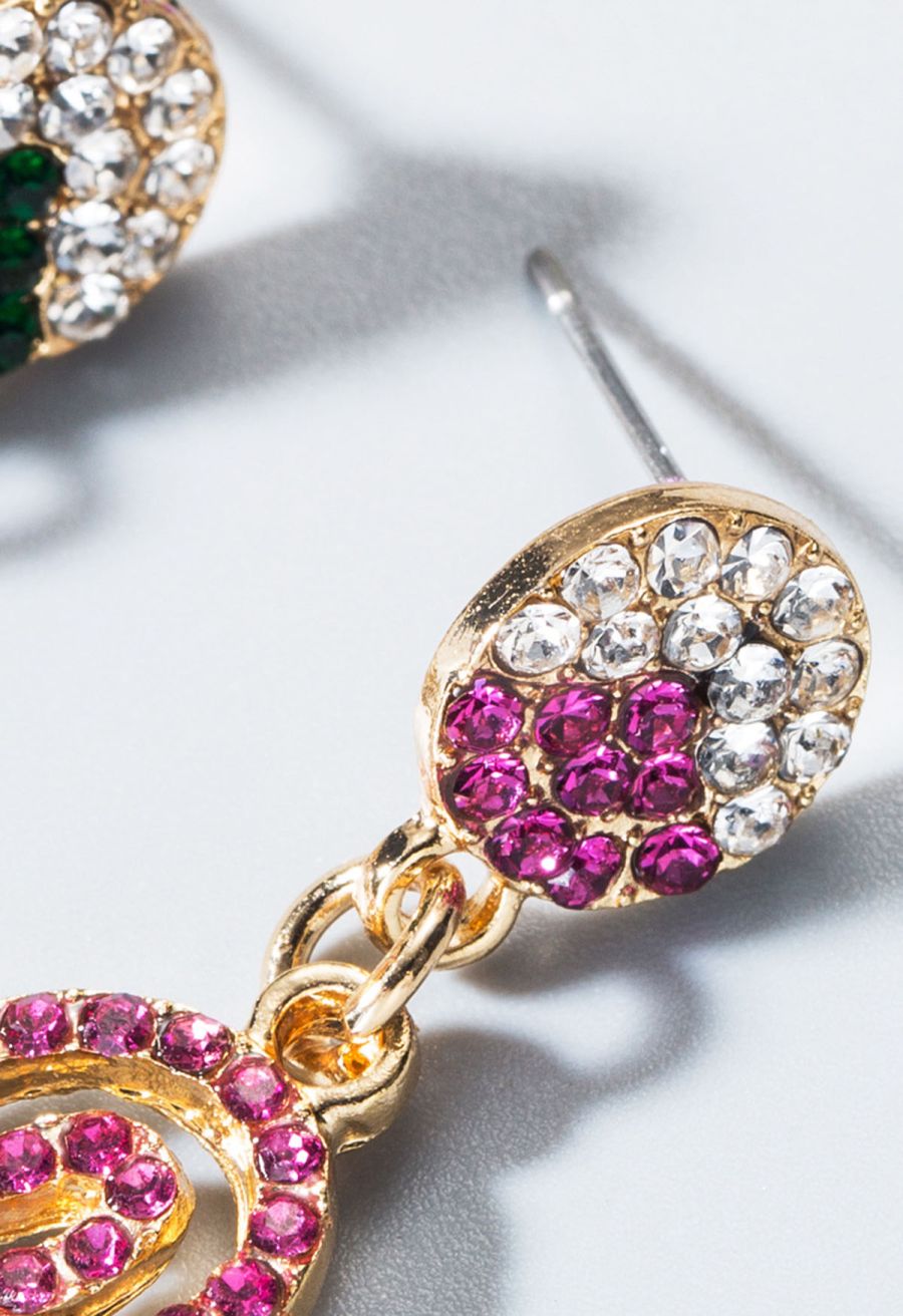 Cactus and Flamingo Rhinestone Earrings
