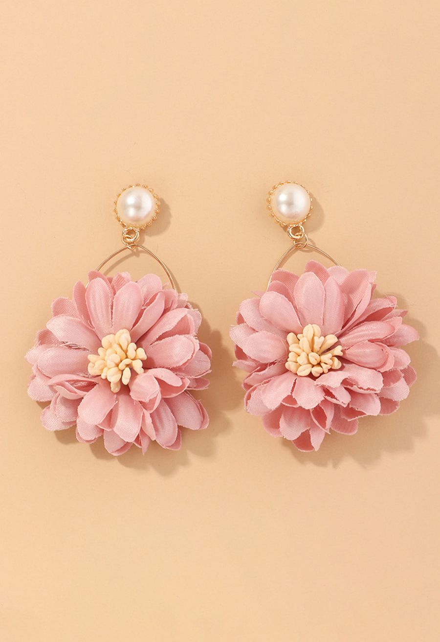 Captivating Blossom Pearl Earrings in Pink