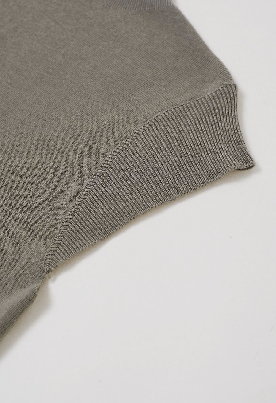 Back Drawstring Waist Mock Neck Knit Top in Sage