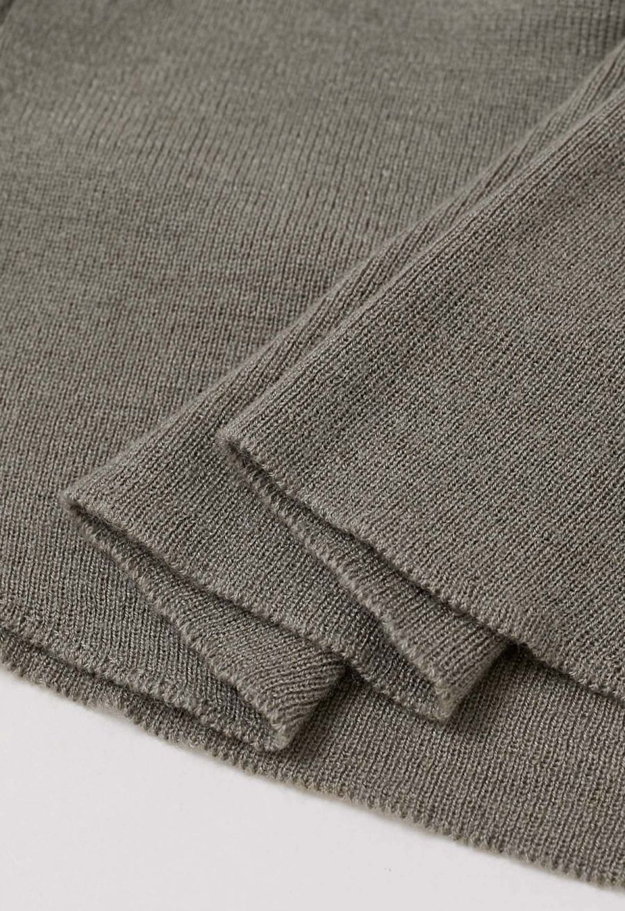 Back Drawstring Waist Mock Neck Knit Top in Sage