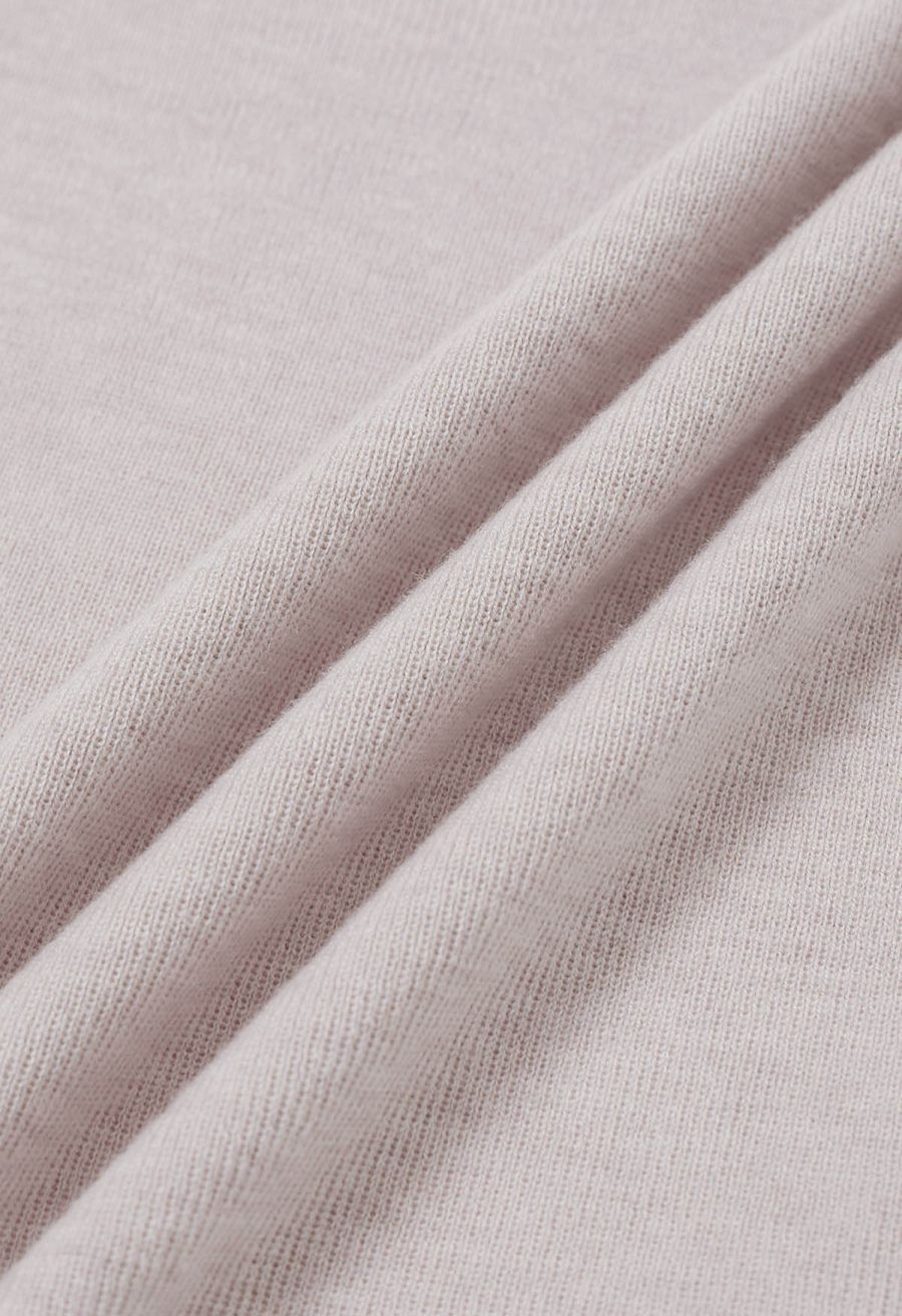 Back Drawstring Waist Mock Neck Knit Top in Pink