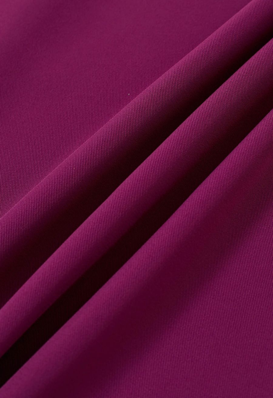 Golden Button Embellished Midi Skirt in Magenta