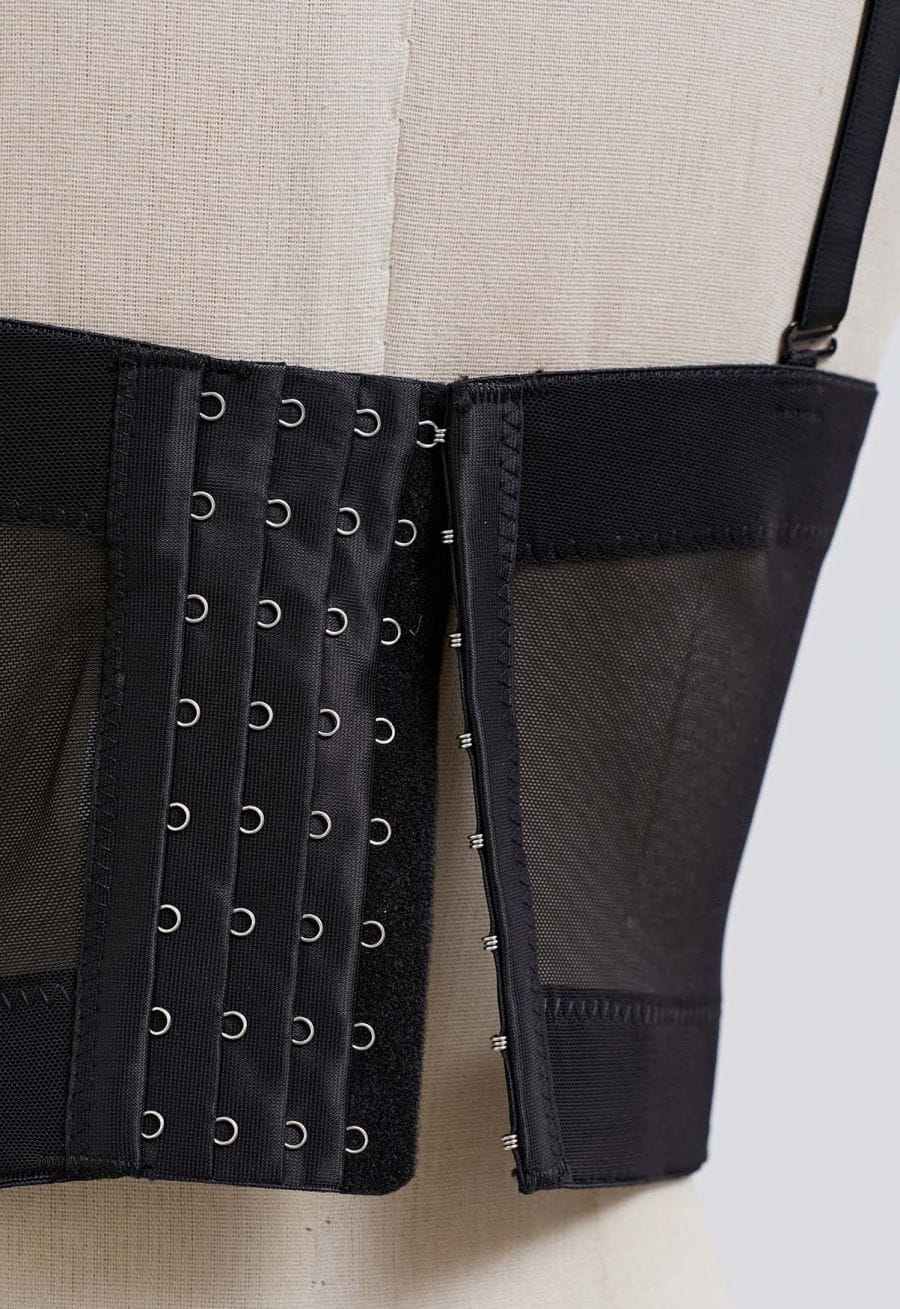 Pearly Petal Bustier Crop Top in Black