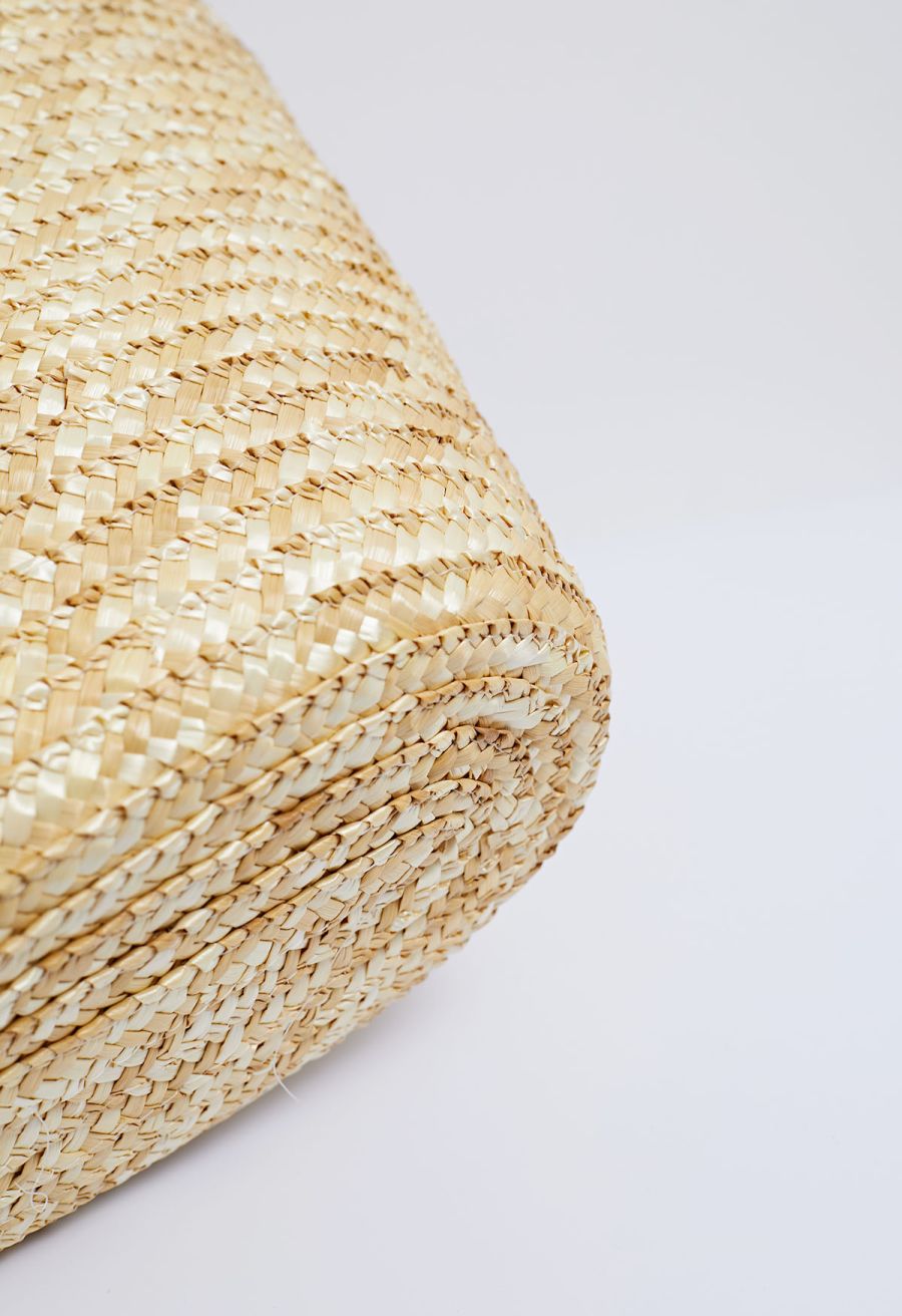 Lemon Pattern Handmade Woven Straw Beach Bag