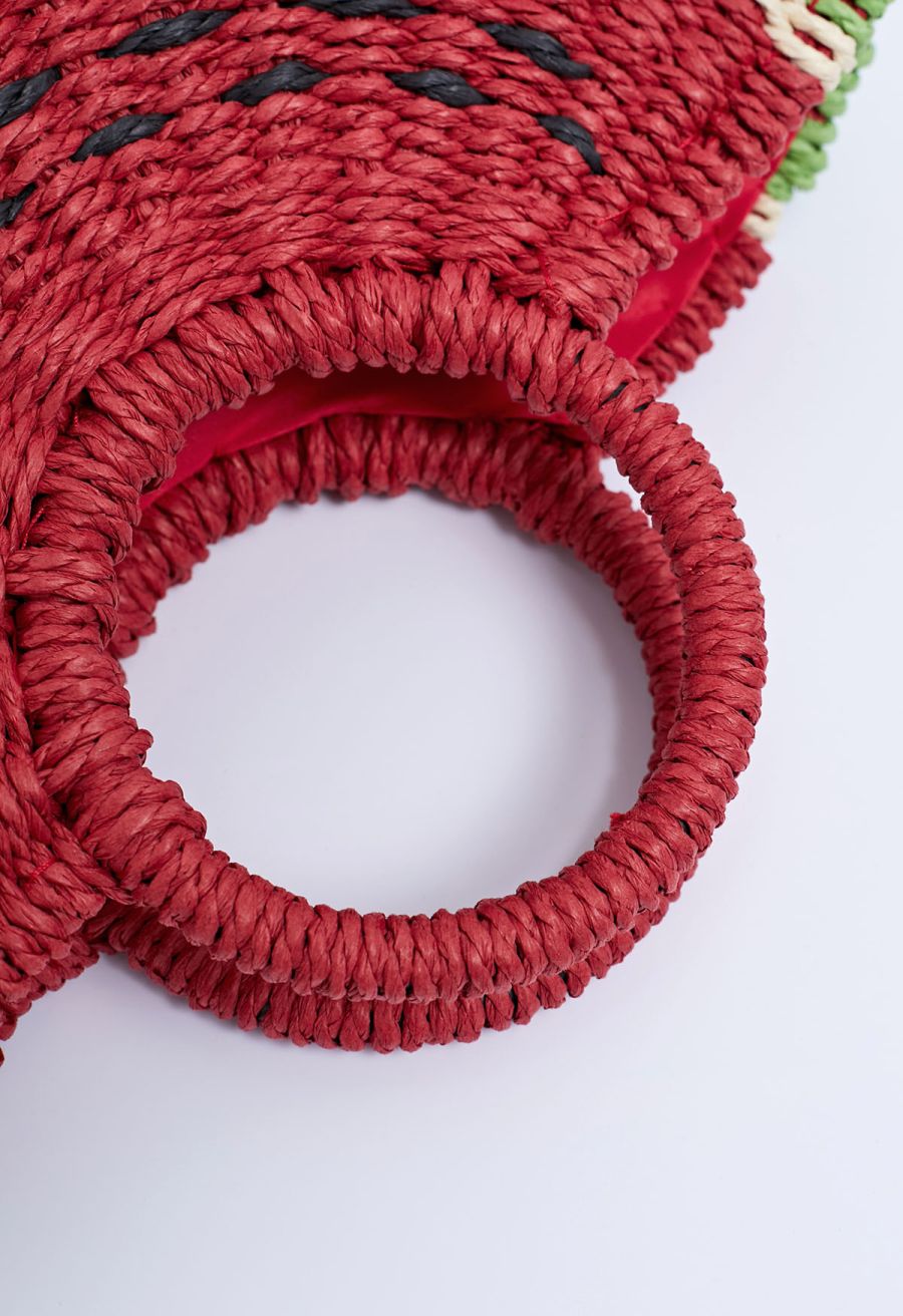Watermelon Woven Straw Handbag