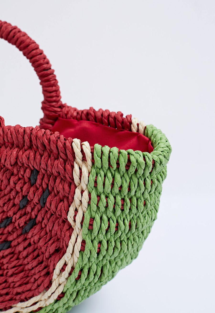 Watermelon Woven Straw Handbag